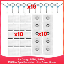 För Cecotec för Conga 9990/9590/10090 AI Spin Revolution Ultra Power Home Reservdelar Sidoborste Filter Dammpåse Moppduk