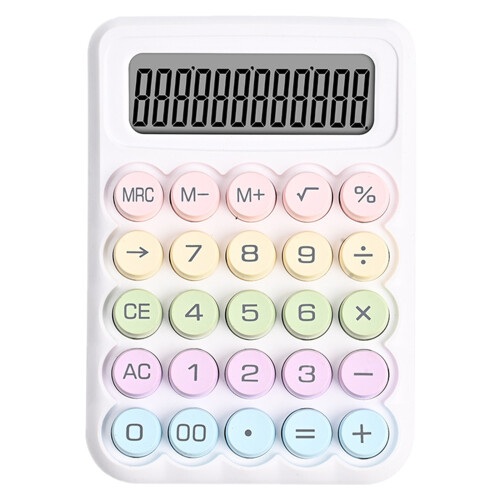 User Friendly Mechanical Keypad Calculator Clear Display,-White