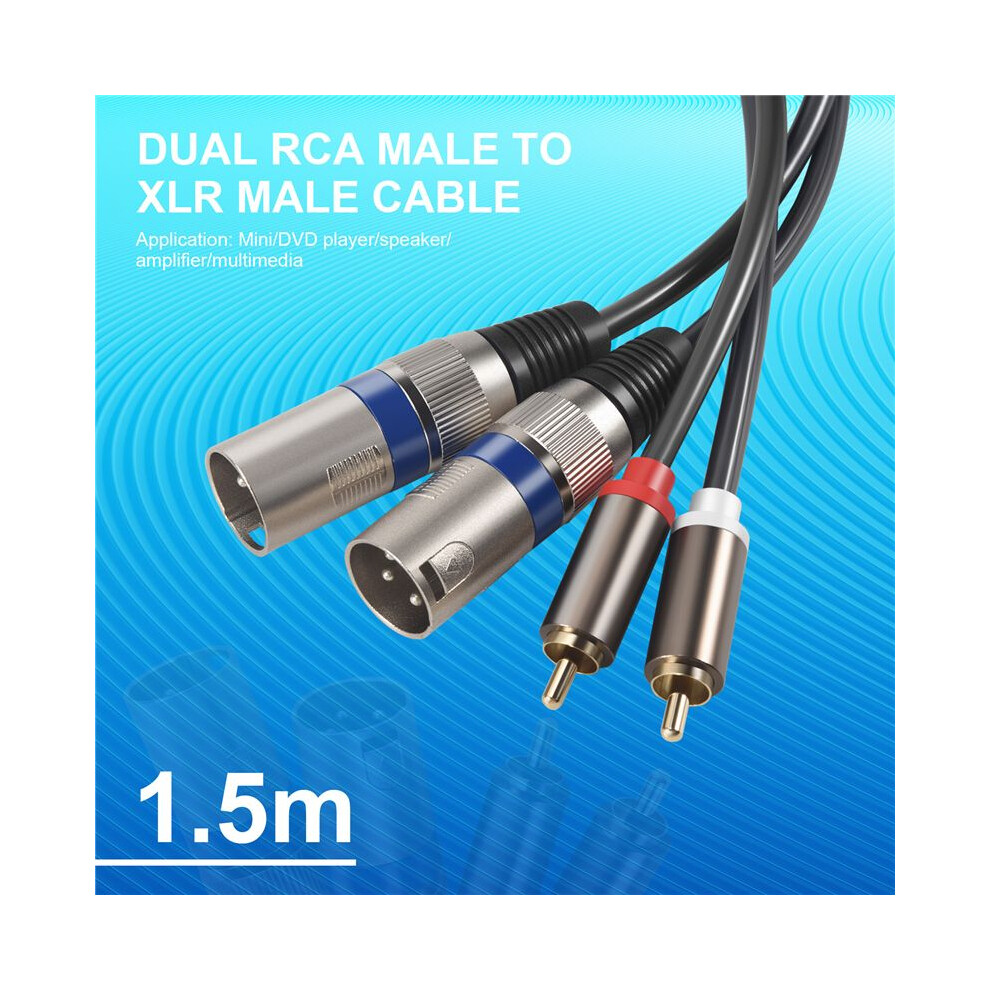 1.5M Dual Rca Male To Xlr Male Cable 2 Xlr To 2 Rca Plug Adapter Hifi Stereo Audio Extension Cable For Miniphone Speaker 4852693578061