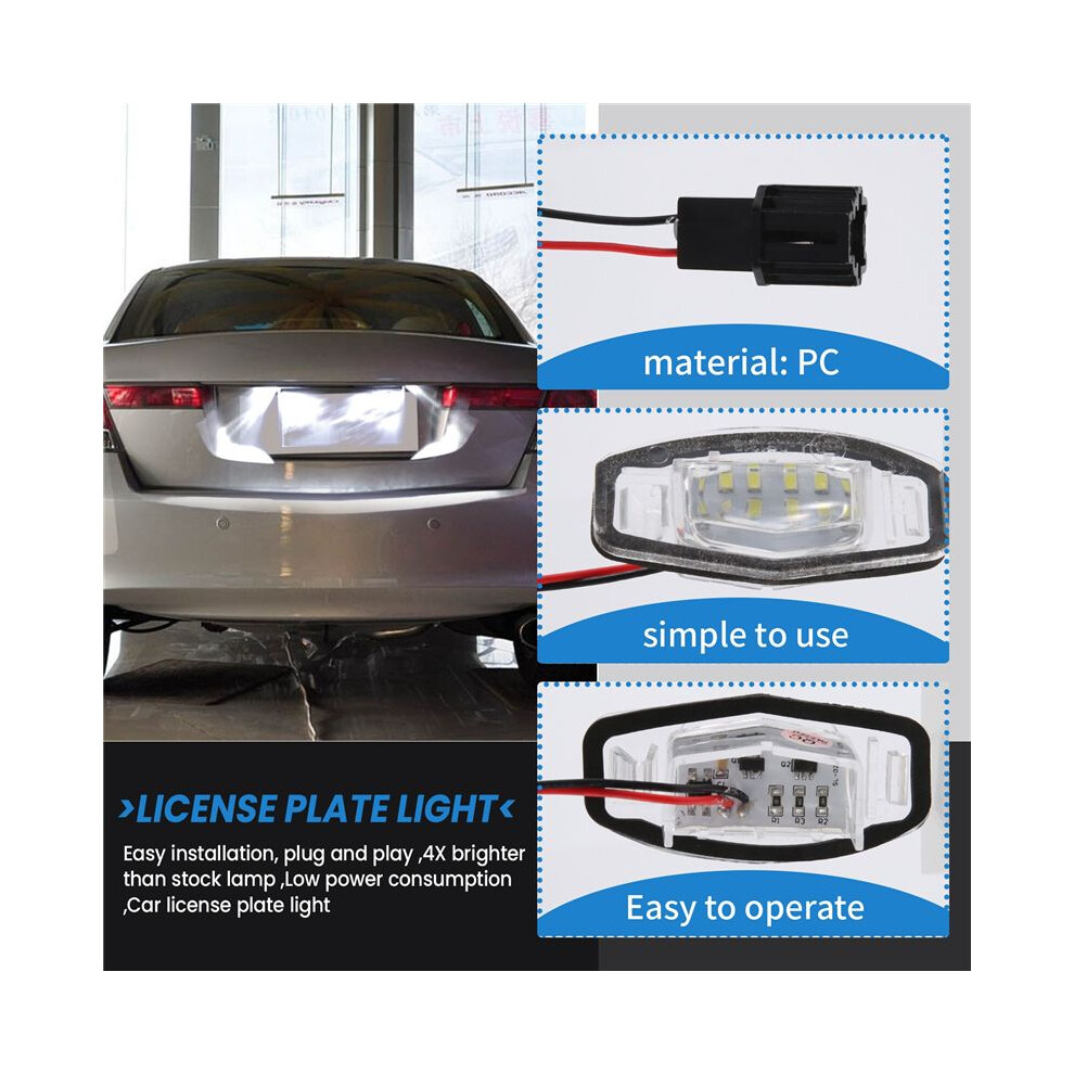 2Pcs Car Led License Plate License Plate Lamp For Honda Civic Honda Accord Light/Black 4852693578900
