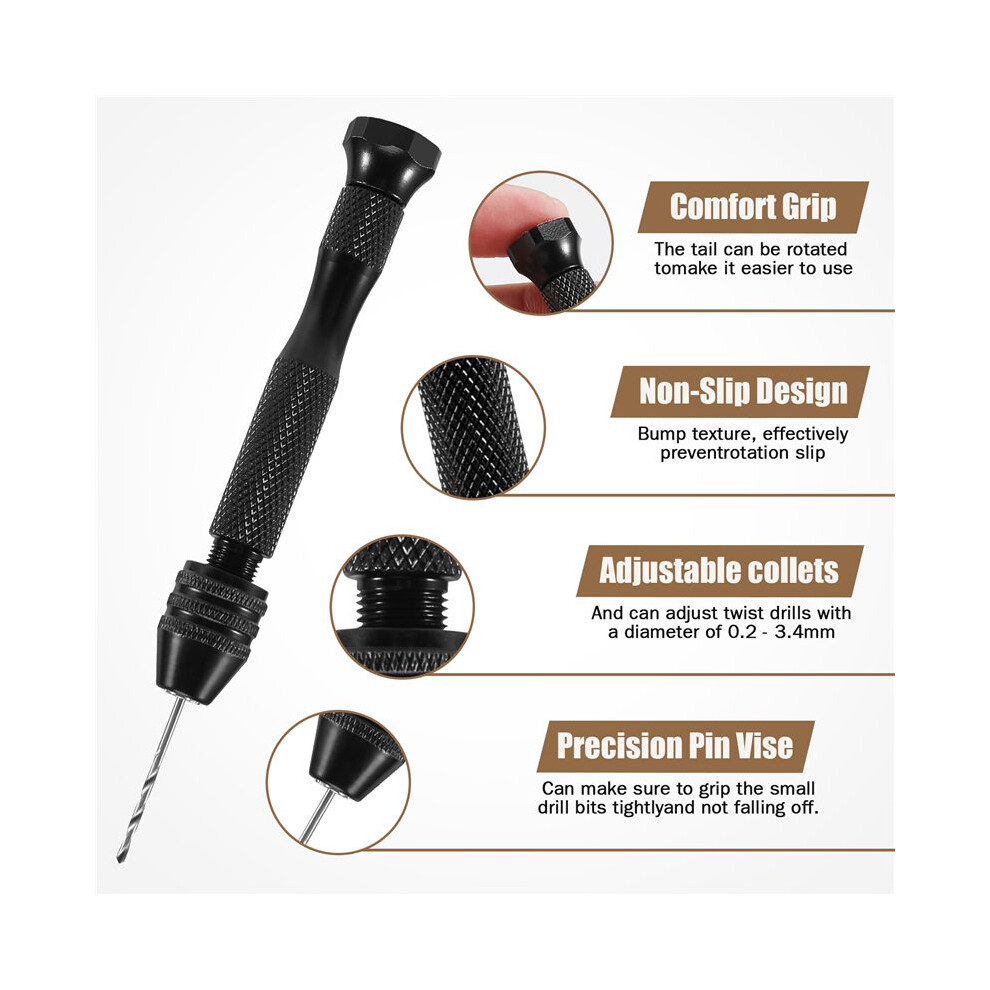 Hand Drill Bits Set 31Pcs Hand Drill Set Precision Pin Vise Micro-Mini Twist Drill Bits For Metal Wood, Delicate Manual Work, Electronic Assembling 4851514191939