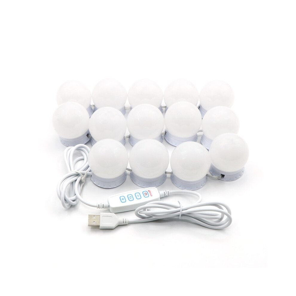 White 14 Dimmable Bulbs Led Vanity Mirror Lights With 10 Brightness Levels Adjustable,For Makeup Desk Bathroom Dressing Room