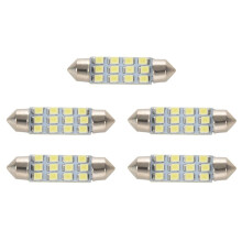 5pz 42 mm 12 SMD 3528 LED Bianco Interni Auto C5w Lampadina Festone Cupola 12V