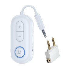 5.4 Audio Zender Ontvanger 3.5MM AUX Hifi Stereo Adapter met Microfoon voor Auto Vliegtuig TV PC Luidspreker Wit