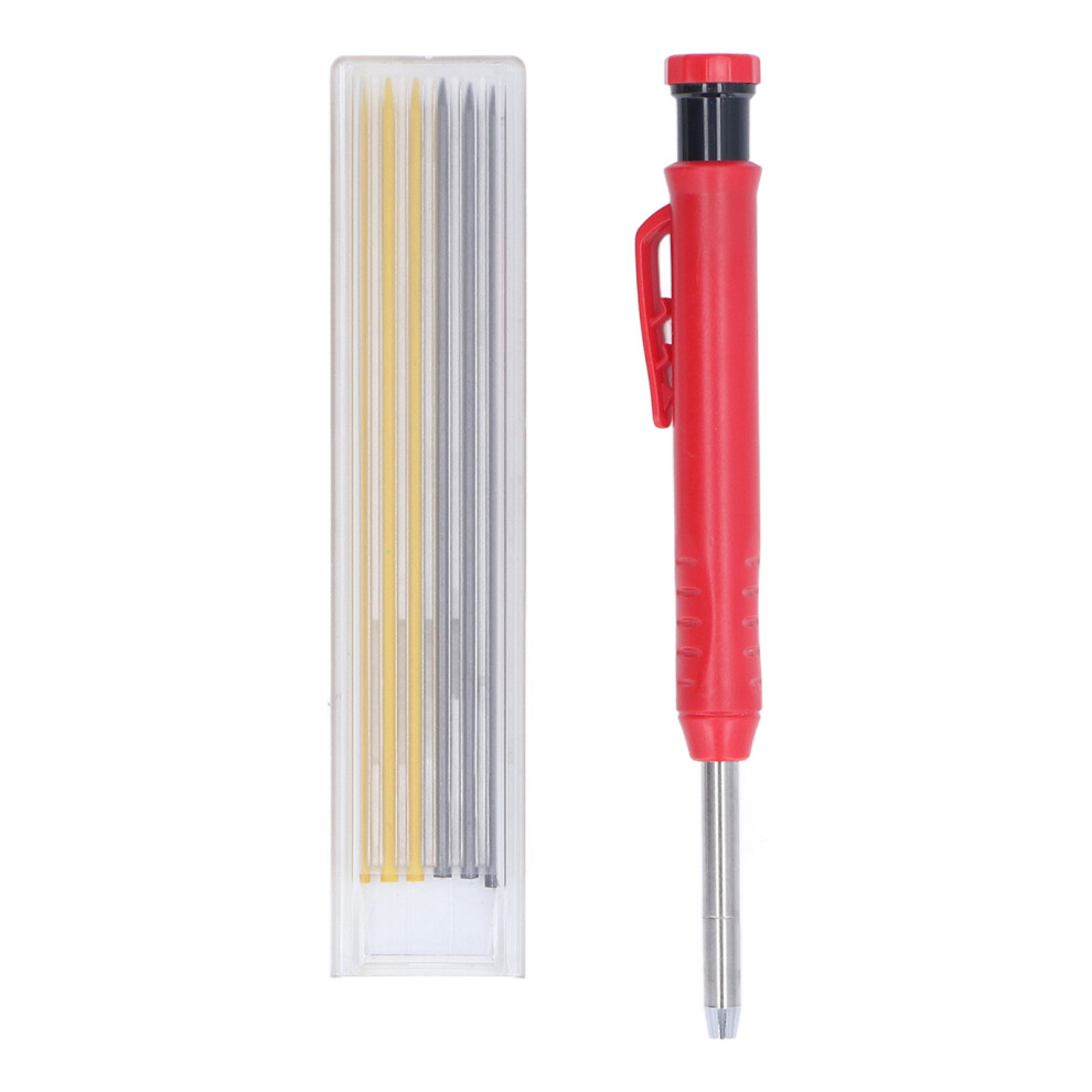 Long Nosed Solid Carpenter Pencil For Construction, Deep Hole Mechanical Pencil With Built-In Sharpener Refillable Tool For Woodworking And Drafting 9370362995476