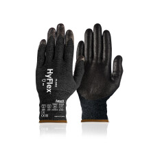 HyFlex 11542 Cut/HeatResistant Mechanical Work Gloves w/Nitrile Palm for Machinery, Automotive Large (9), Black (1 Pair)
