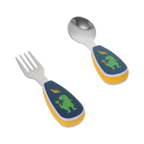 2 Sets Stainless Steel Training Tableware Set Fork Spoon