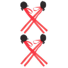 6Pares Presilhas Pequenas Pretas Com E Pompom Para Mulheres