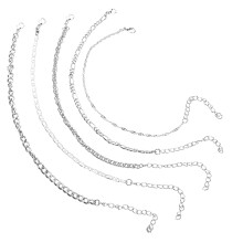 15Pz Anelli Cavigliera Metallo Argento Regolabile Per Casual
