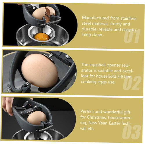 Stainless Steel Handheld Egg Opener Tool for Effortless Egg Cracking and Shell Separation in Kitchen 2