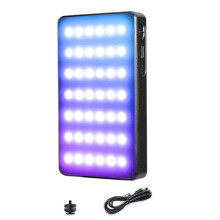 Luz de Vídeo RGB VLOGLITE 2500-9000K, Luz de Câmera LED com Bateria Recarregável de 3100mAh para Iluminação de Vídeos de Vlog e Selfies