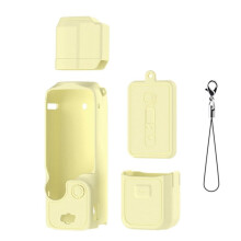 Case Cover for Osmo Pocket 3 Silicone Protective Case Set with Body Case,Lens Protective Cover,Grip Cases A Yellow