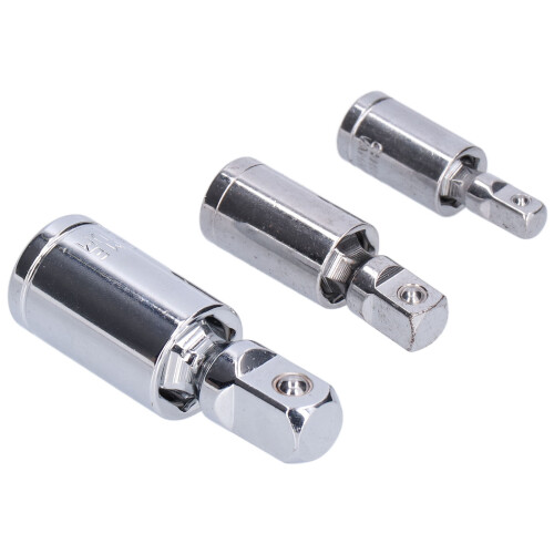 3pcs Chrome Vanadium Universal Joint Socket Adapters 1/2, 3/8, 1/4