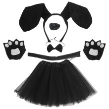 4Set Set Cosplay Orecchie Cane Nero Con Coda Tutu