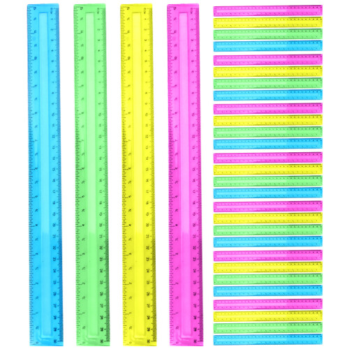 32Pcs Assorted Color Plastic Rulers for Students Architects Measuring