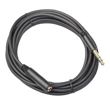 Headphone Extension Cable for Audio Devices 6.35mm Black