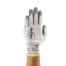 HYFLEX 11100 CutResistant Foam Nitrile Coated Nylon Gloves w/Touchscreen Compatibility for Auto, Manufacturing Small (7), Grey (3 Pairs)