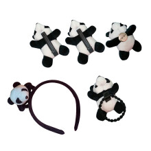 2Ensembles Barrettes Panda Élégantes En Tissu Noir Et