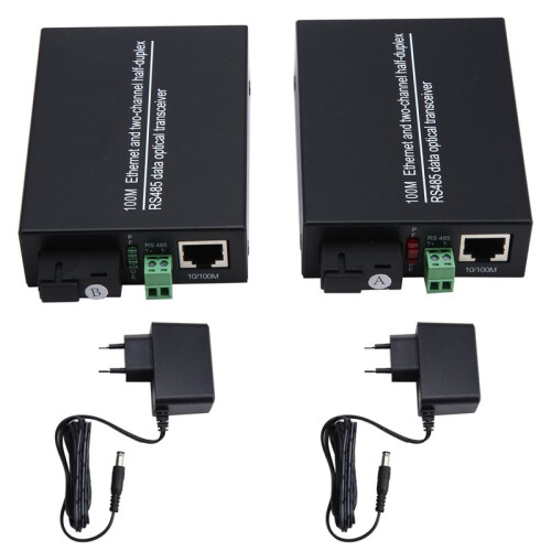 1 Pair RS485 Data Extender Converter with 10/100Mbps Ethernet SM SX,over Fiber Optic Transmitter and Receiver EU PLUG