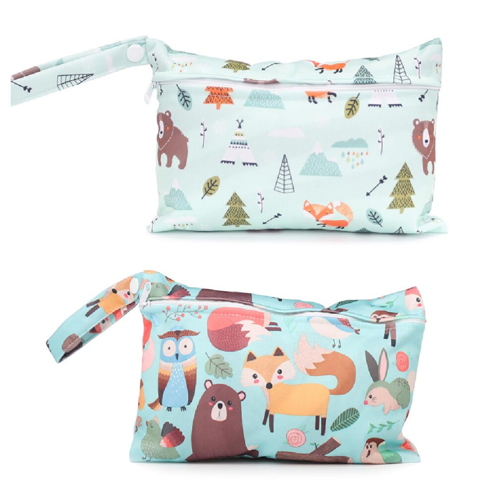 Pack of 2 Wetbag Organiser Bags, Nappy Bag, Wet Bag, Baby Reusable, Waterproof, Travel, Gym, Washable, Zip, Beach, Pool