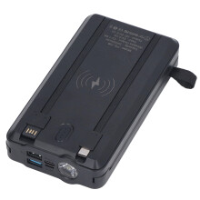 30000mAh Solar Power Bank 16.8x9x3.5cm Black with 4 Cables