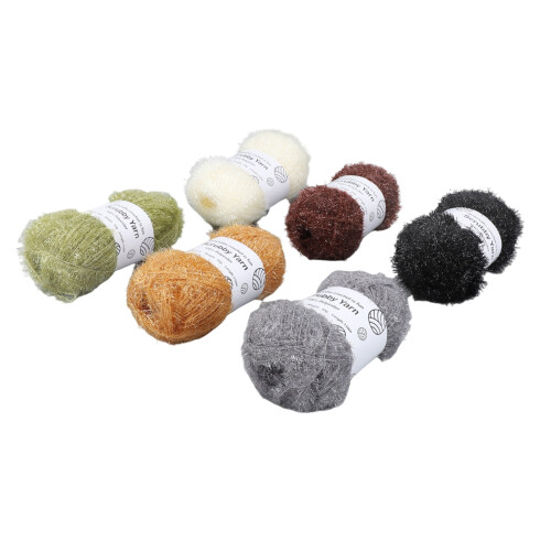 6 Rollen Scrubby-Garn Sparkle-Glitzer Erdfarbton