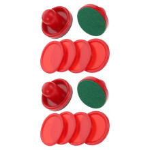 4Conjuntos Pucks E Palhetas Vermelhos Para Mini Hockey De Plástico