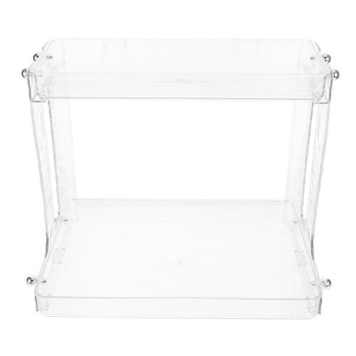 2Pcs Clear Pet Coffee Cup and Cosmetics Organizer Kitchen Storage Rack
