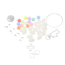 3Pz Kit Perline Acriliche Colorate E Metallo Per Creazione Gioielli