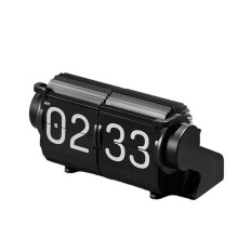Vintage Flip Clock Mechanical Desk Calendar with Automatic Date & Alarm,Page Turning Clock for Home Decor Black