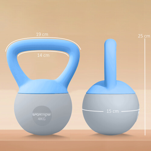 (4KG, Light Blue and Grey) SPORTNOW Kettlebell with Non-Slip Handle 1