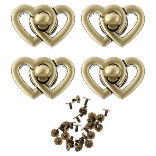12Pz Borse Serrature Mini Cuore Metallo Scuro