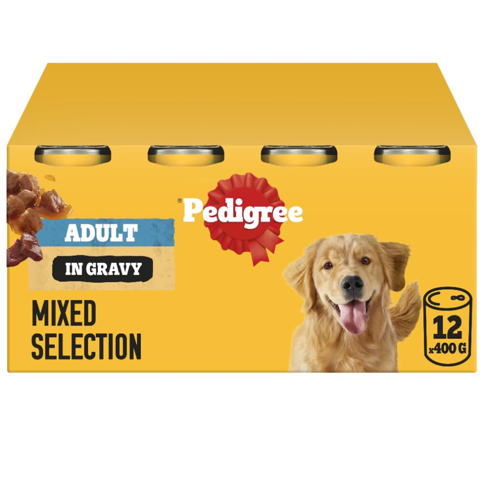 Pedigree Adult Dog Wet Food Can, Mixed Selection Gravy, 12X400g