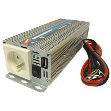 HTC TECHNIC Spannungswandler - 24V/220V - 600 W - USB-Anschluss 2A - Mit Batteriekabeln