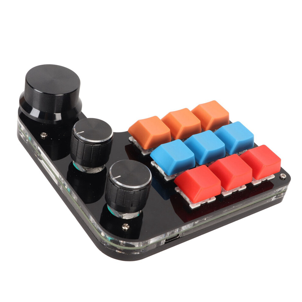 9 Keys Programmable Mini Mechanical Keyboard With 3 Knobs, Usb Type-C For Pc 4631378921855