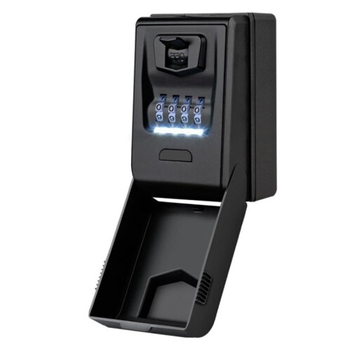 Password Key Box Wall Mounted Lock Storage Box with Led Light and Waterproof Cover Large Capacity High Security Key Box