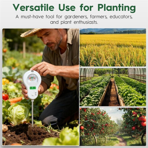 6in1 Soil Moisture Tester Temperature/PH/Humidity/Moisture/Sunlight/Fertility 2 Pack Detachable Probe with LCD 1