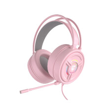 Casque stéréo de jeu filaire, casque supra-auriculaire de-rose