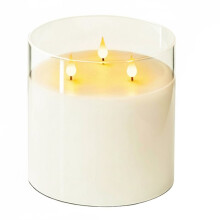 6'' X 6'' Extra Large Flameless Candles 3 Wick Glass Large Candles with Remote Control for Home Party Decor
