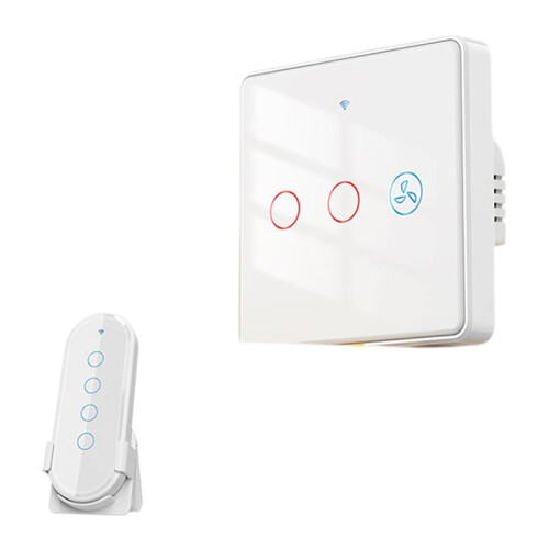 Fan Light 2-Way RF433 Remote Control Wall Touch  Tuya  APP Voice Timing White