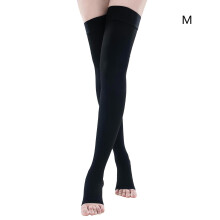 Bas de contention pour le traitement des varices, chaussettes hautes à bout ouvert, compression 20-30 mmHg, avec bande de silicone antidérapante et