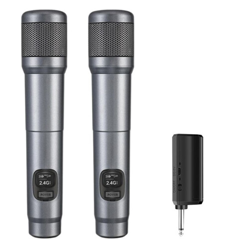 Wireless Microphone,Dual Handheld Dynamic Mic,40H Duration, 200ft Range Professional Microphone for Singing, Karaoke