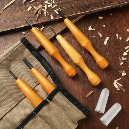 5 Pcs Carving Tools Set - Triangular Linoleum & Wood Carving Knifes Chisel V Shaped Tools for Linocut Printmaking 2