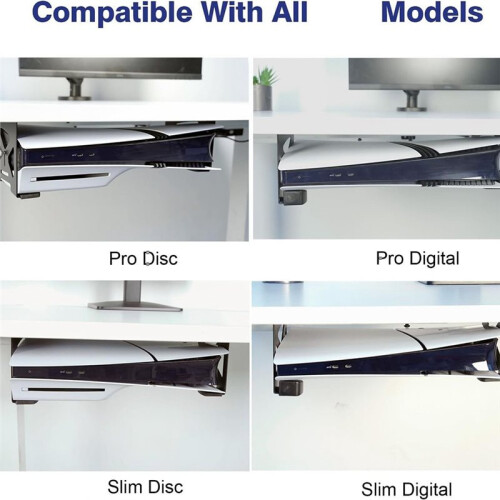 Metal Storage Stand for PS5 Console Under Desk PS5 Console Storage Base for Under Desk Space Saving Mount 2