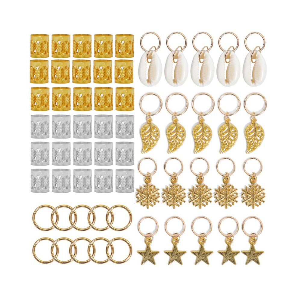 Unisex 80Pcs African Hair Jewelry Braid Accessories Decorations Metal Hair Ring Tubes Cuffs Dreadlocks Dread Beads