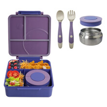 Heiße Lunchbox für Kinder mit 237 Ml Suppe, Auslaufsichere Thermo-Lunchbox für Kinder mit 4 Fächern für Schule und Reisen A