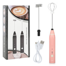 Schiumatore per latte USB rosa da 1200mAh 3-velocità 17x3 cm