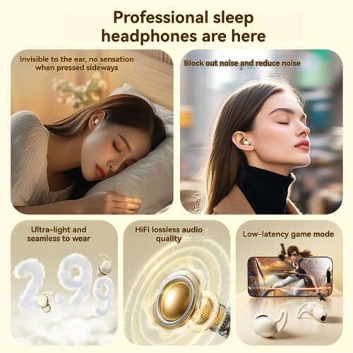 Sleep Earbuds for Side Sleepers Noise Cancelling  Wireless  Earbuds for Sleeping Black 1