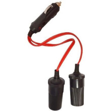 Doppelter Zigarettenanzünder 12V/24V HTC EQUIPEMENTS - 10A - Rotes Kabel 20cm - Sicherung und rotes Betriebs-LED