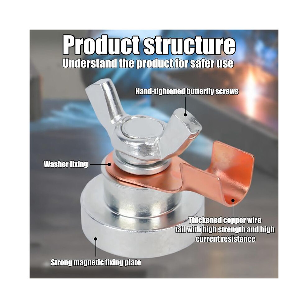 2Pcs Welding Magnetic Grounding Clamp, Efficient Welding Support Clamp Tool Attachment Suction Weld Accessories 4713038440583